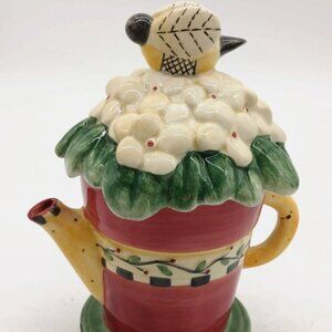 Sakura Debbie Mumm Oh Happy Day Collectible Teapot Bee Flower Vintage Mother's